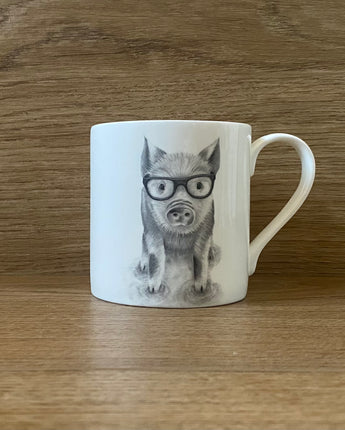 Preston Pig with glasses Fine Bone China Mug