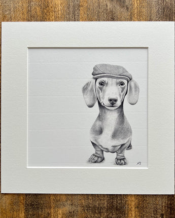 Sidney the Sausage Dog  Mounted Print