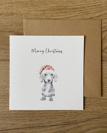 Sidney Sausage Dog Pencil Drawn Christmas Card