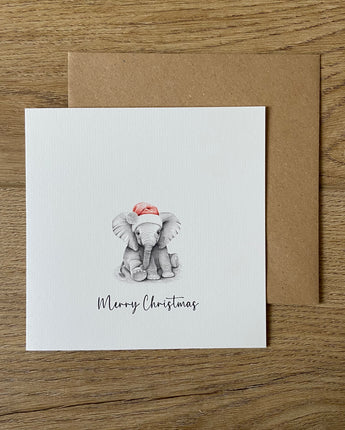 Elsie Elephant Pencil Illustrated Christmas Card