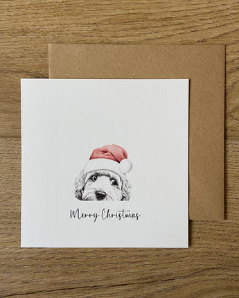 Dino Cockapoo Pencil Illustrated Christmas Card