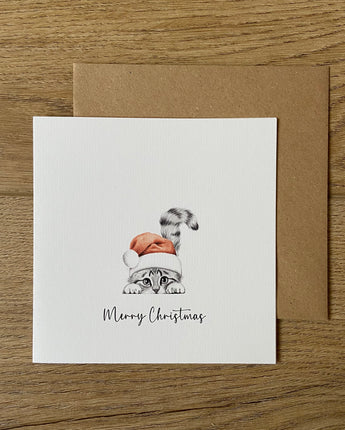 Chester Cat Pencil Illustrated Christmas Card