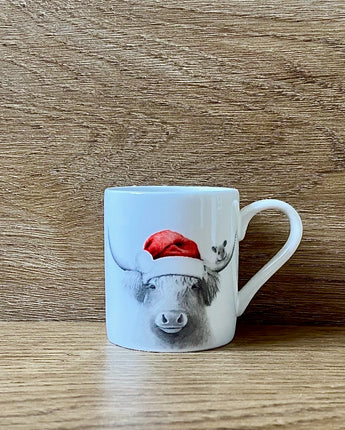 Highland Cow & Mouse Fine Bone China Christmas Espresso Cup