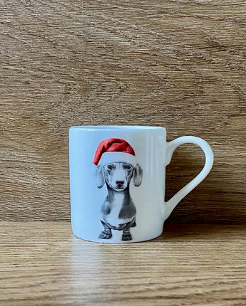 Sidney Sausage Dog Fine Bone China Christmas Espresso Cup