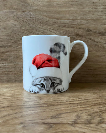 Christmas Chester Cat Fine Bone China Mug