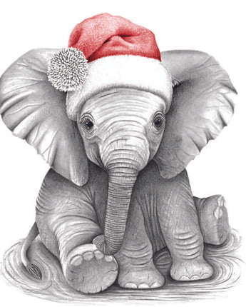 Elsie Elephant Pencil Illustrated Christmas Card