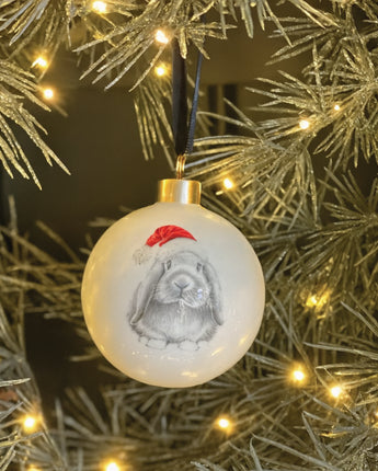 Christmas Reggie Rabbit Fine Bone China Bauble