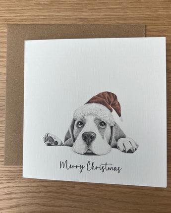 Bailey Beagle Dog Pencil Illustrated Christmas Card