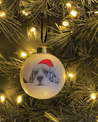 Christmas Bailey Beagle Fine Bone China Bauble