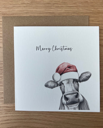 Cassie Cow Pencil Illustrated Christmas Card
