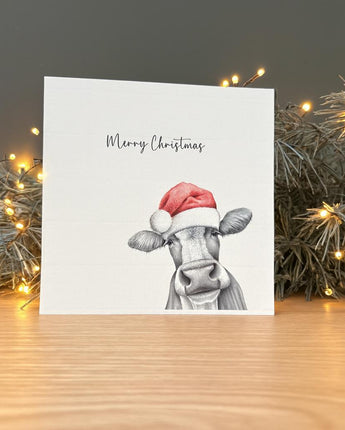 Cassie Cow Pencil Illustrated Christmas Card