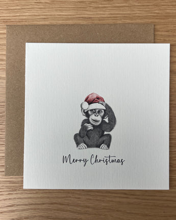 Chip Chimp Pencil Illustrated Christmas Card