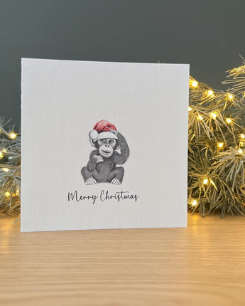 Chip Chimp Pencil Illustrated Christmas Card
