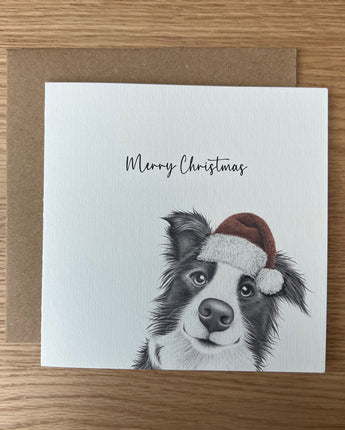 Cookie the Collie Pencil Illustrated Christmas Card