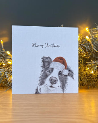 Cookie the Collie Pencil Illustrated Christmas Card