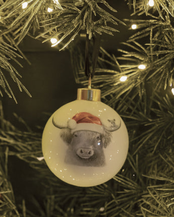 Christmas Bessie Cow Fine Bone China Bauble