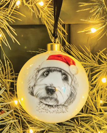 Christmas Dino Cockapoo Large Fine Bone China Bauble