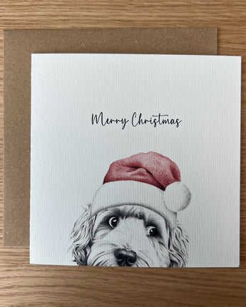 Dino Cockapoo Pencil Illustrated Christmas Card