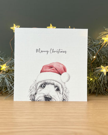 Dino Cockapoo Pencil Illustrated Christmas Card