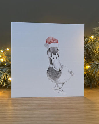 Duke Duck Red Pencil Illustrated Christmas Card