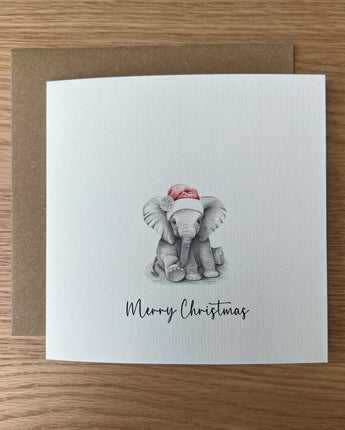 Elsie Elephant Pencil Illustrated Christmas Card