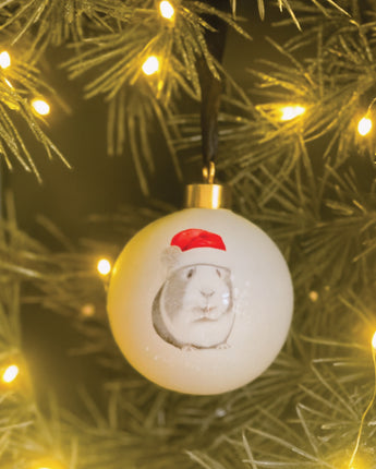 Christmas Ginny Guinea Pig Large Fine Bone China Bauble