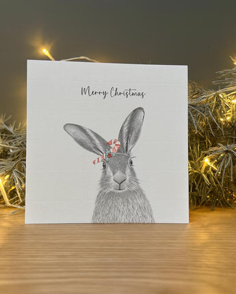Harry Hare Pencil Illustrated Christmas Card
