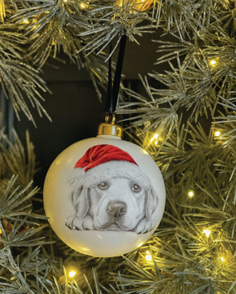 Christmas Leo Labrador Fine Bone China Bauble