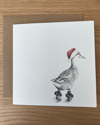 Runaway duck Pencil Illustrated Christmas Card