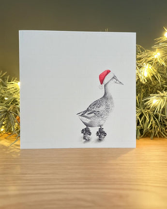 Runaway duck Pencil Illustrated Christmas Card