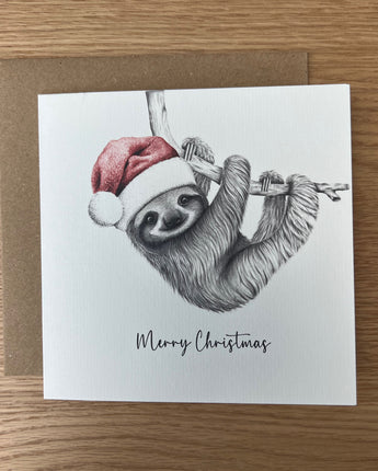Sammy Sloth Pencil Illustrated Christmas Card