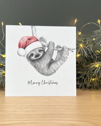 Sammy Sloth Pencil Illustrated Christmas Card