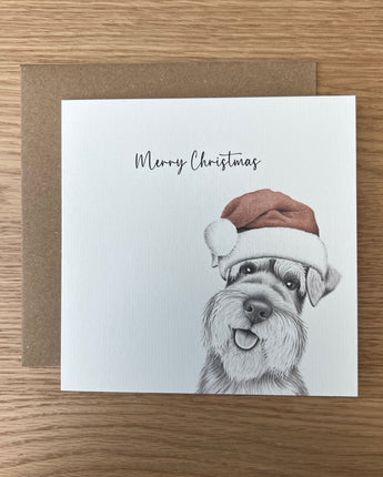 Scout schnauzer Pencil Illustrated Christmas Card