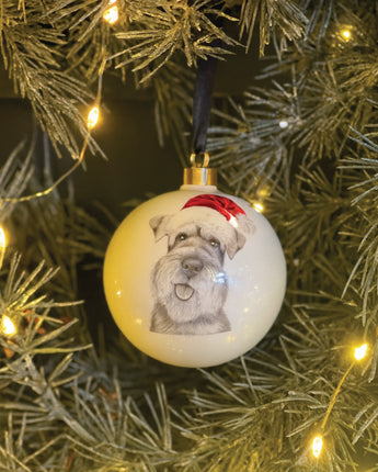 Christmas Scout Schnauzer Fine Bone China Bauble