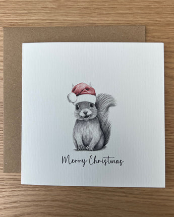 Skittle Squirrel Pencil Illustrated Christmas Card