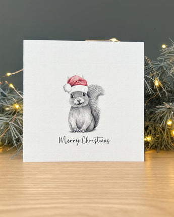 Skittle Squirrel Pencil Illustrated Christmas Card