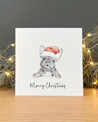 Stanley Frenchie Pencil Drawn Christmas Card