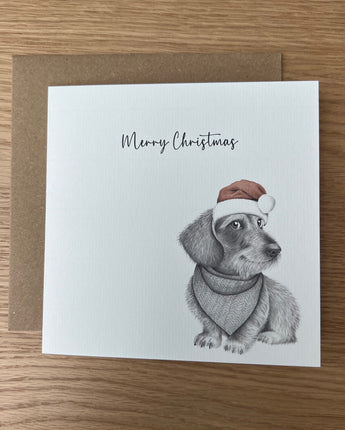 Sybil Sausage Dog Pencil Illustrated Christmas Card