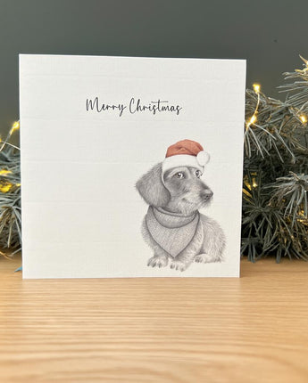 Sybil Sausage Dog Pencil Illustrated Christmas Card