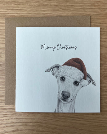 Winnie Whippet Pencil Illustrated Christmas Card