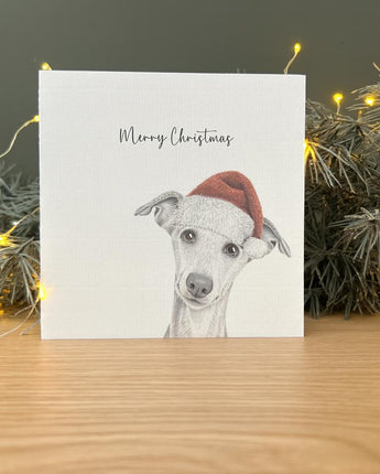 Winnie Whippet Pencil Illustrated Christmas Card