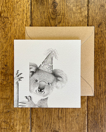 Koala Party Pencil Illustrated Greeting Card