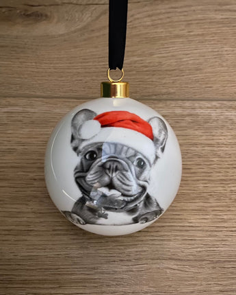 Christmas Stanley Frenchie Large Fine Bone China Bauble