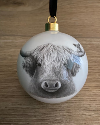 Bessie Cow & Mouse Large Fine Bone China Bauble