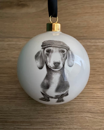 Sidney Sausage Dog Large Fine Bone China Bauble