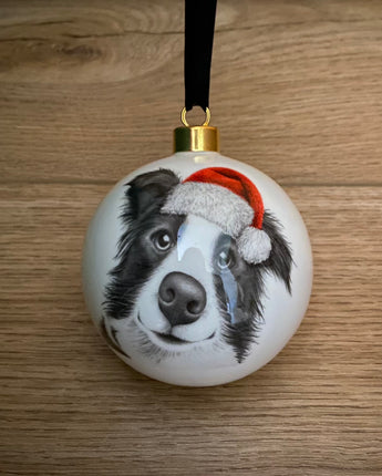 Christmas Cookie Collie Large Fine Bone China Bauble