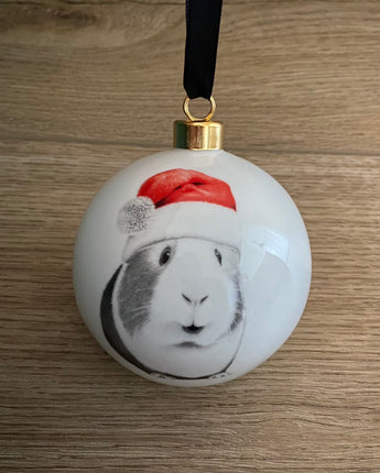 Christmas Ginny Guinea Pig Large Fine Bone China Bauble