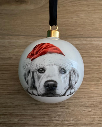 Christmas Leo Labrador Large Fine Bone China Bauble