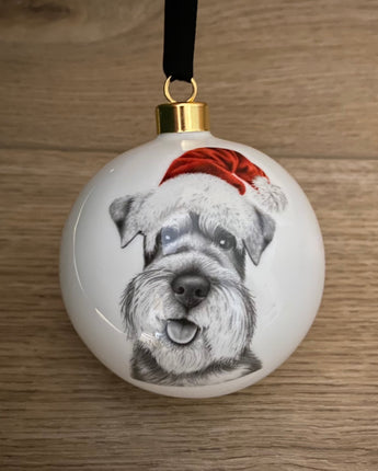 Christmas Scout Schnauzer Large Fine Bone China Bauble