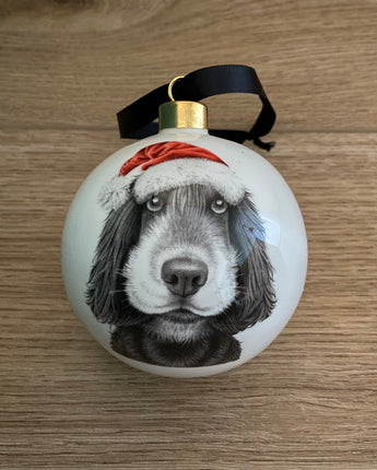 Christmas Sonny Spaniel Large Fine Bone China Bauble